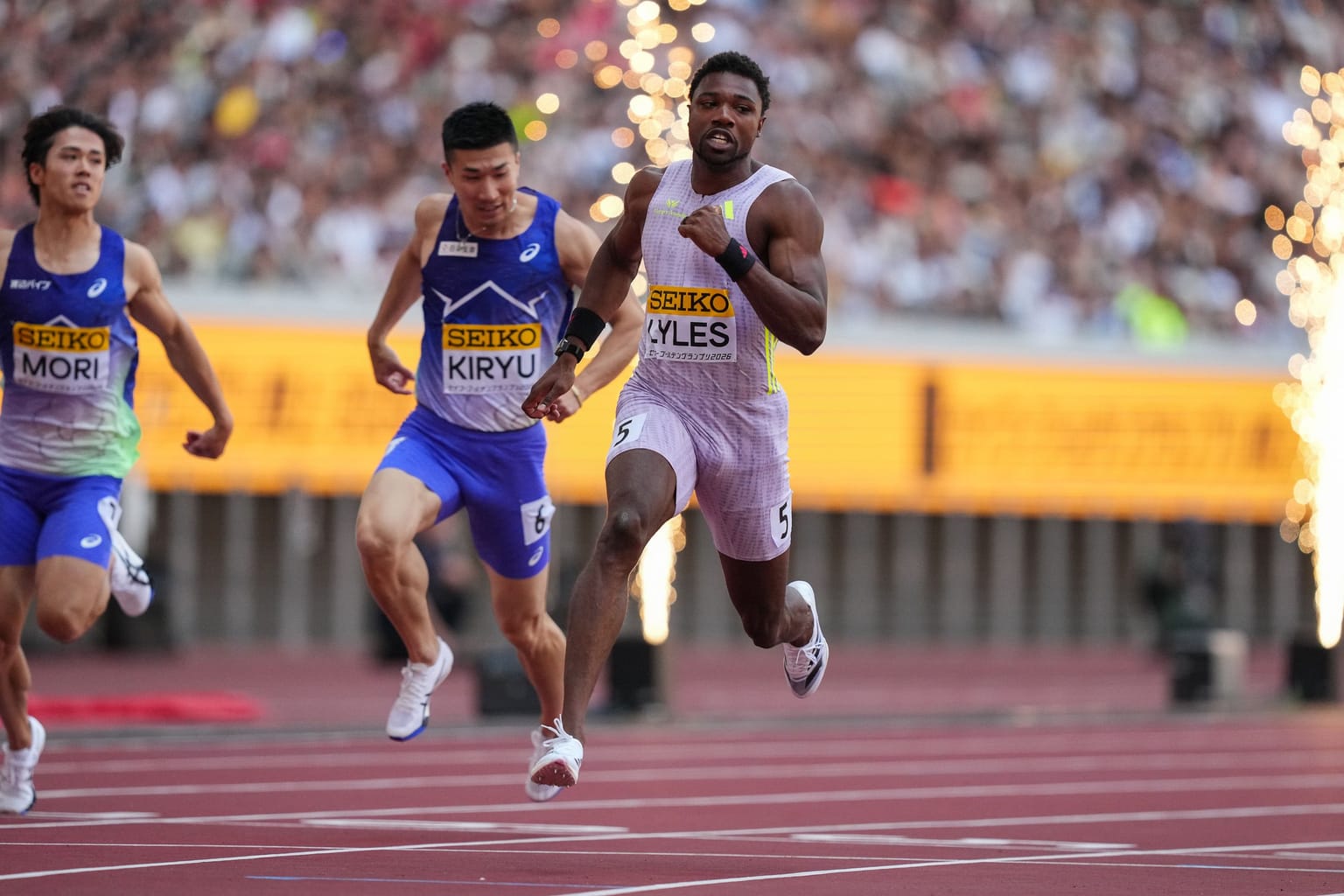 Lyles helps to light up Tokyo with 100m win at Seiko Golden Grand Prix:

Global gold medallists Noah Lyles, Jordan Anthony and Rai Benjamin were among the winners as the Seiko Golden Grand Prix returned to Tokyo’s National Stadium