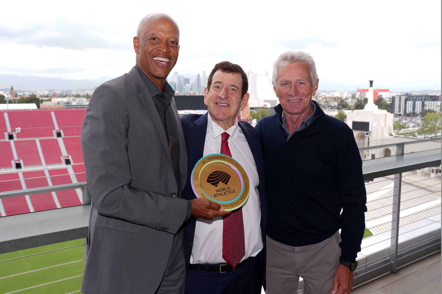Franken honoured with World Athletics Heritage Plaque at LA Coliseum:

Legendary Los Angeles track and field promoter and meeting director Al Franken has been posthumously awarded the World Athletics Heritage Plaque in the Legend category