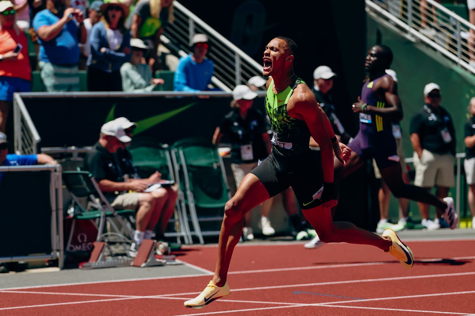 Records fall as top-class clashes light up Eugene:

Meeting records by Jamal Britt, Masai Russell and Nikki Hiltz were among the highlights as fierce battles and breakthroughs lit up the Prefontaine Classic, this season’s ninth Wanda Diamond League meeting, in Eugene, USA, on Saturday (4).