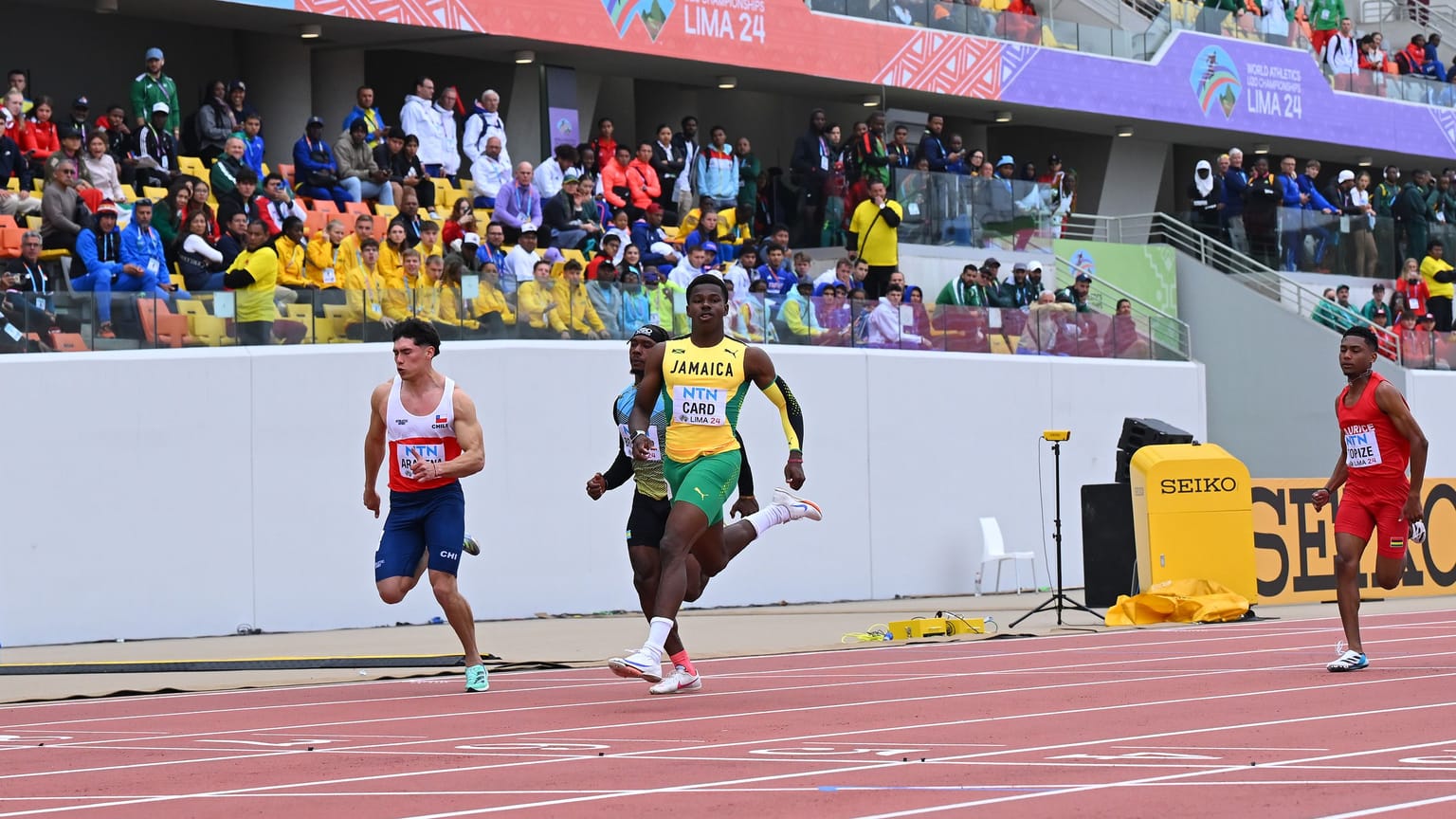 Card holding the aces ahead of Oregon:

Gary Card announced himself in a big way at the Jamaican Championships in June, clocking a national U20 100m record of 9.93 to move to joint third on the world U20 all-time list.