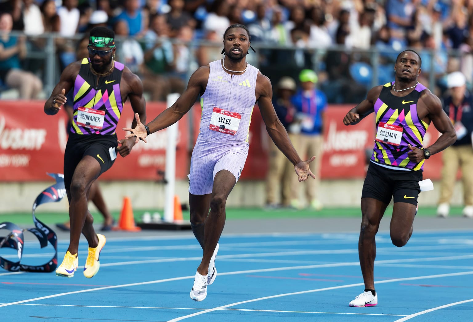 Lyles runs world-leading 9.79 at US Championships:

Noah Lyles equalled his lifetime best with a world-leading 9.79 (0.8m/s) to win the men’s 100m at the US Championships in New York