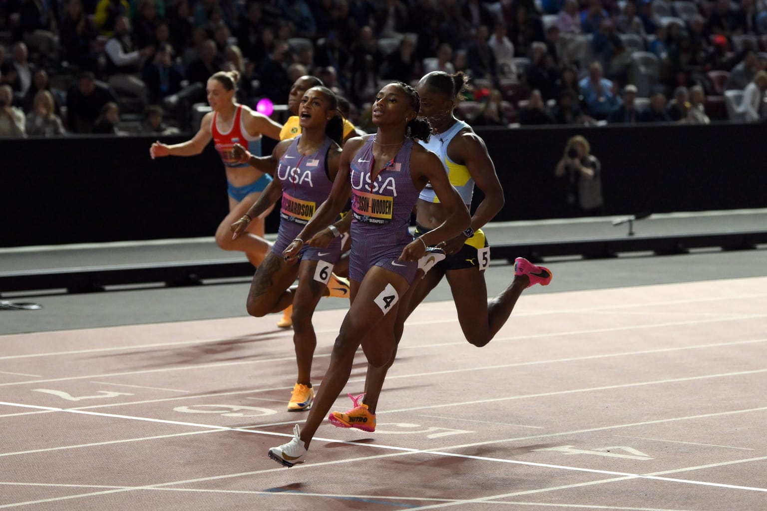 Jefferson-Wooden wins Ultimate 100m clash against Alfred in Budapest:

Melissa Jefferson-Wooden stormed to the joint seventh-fastest 100m of all time – 10.62 (-0.2m/s) – to win an epic clash with Julien Alfred at the World Athletics Ultimate Championship Budapest 26