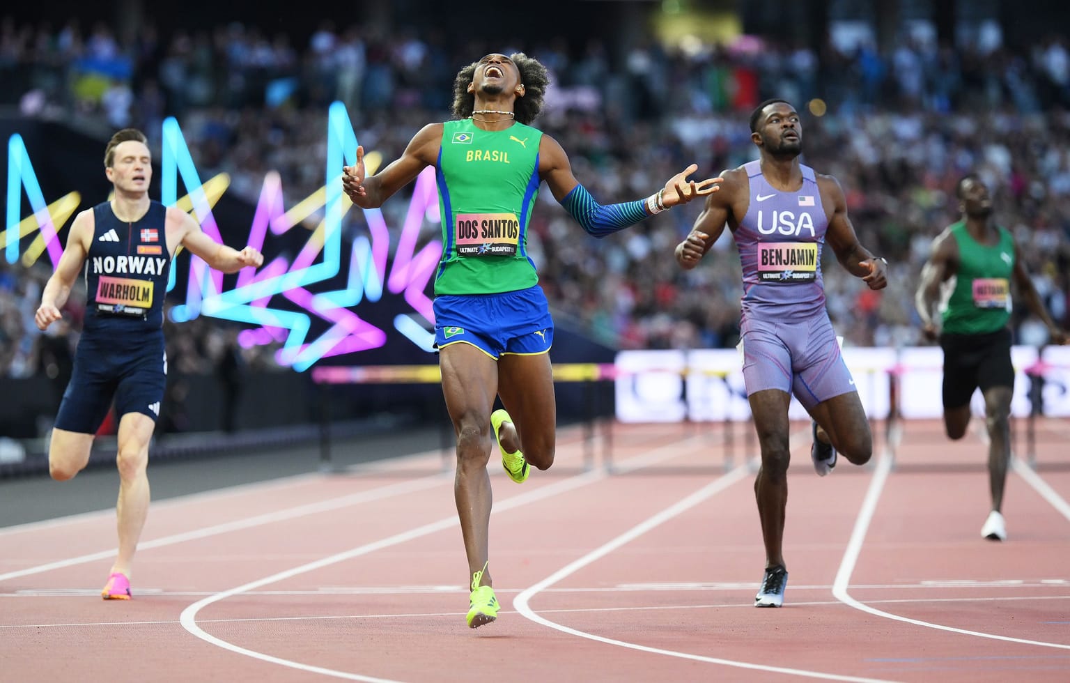 Dos Santos wins epic 400m hurdles clash to become Ultimate champion in Budapest:

The world record-holder became the Ultimate champion as Alison dos Santos won a sensational 400m hurdles clash at the World Athletics Ultimate Championship Budapest 26