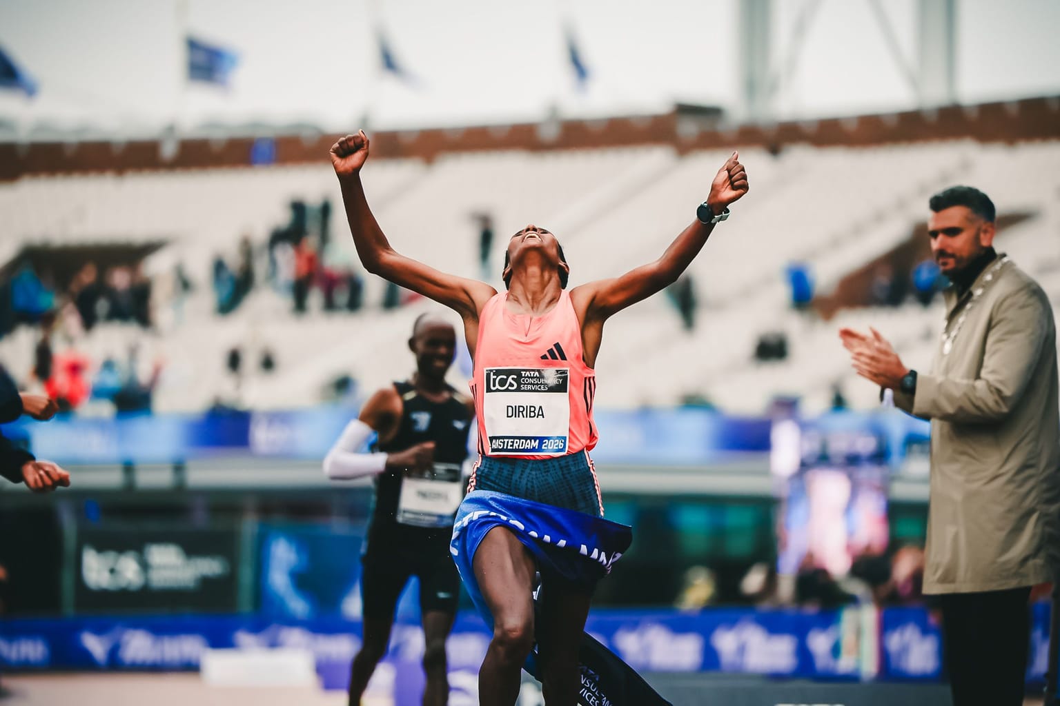 Diriba breaks course record, Berhanu threatens mark at Amsterdam Marathon:

Buze Diriba ran a course record of 2:16:12 and Lemi Berhanu threatened the men’s mark by running 2:03:33 to win at the TCS Amsterdam Marathon